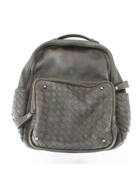 Madison West Faux Leather Grey Woven Design Backpack